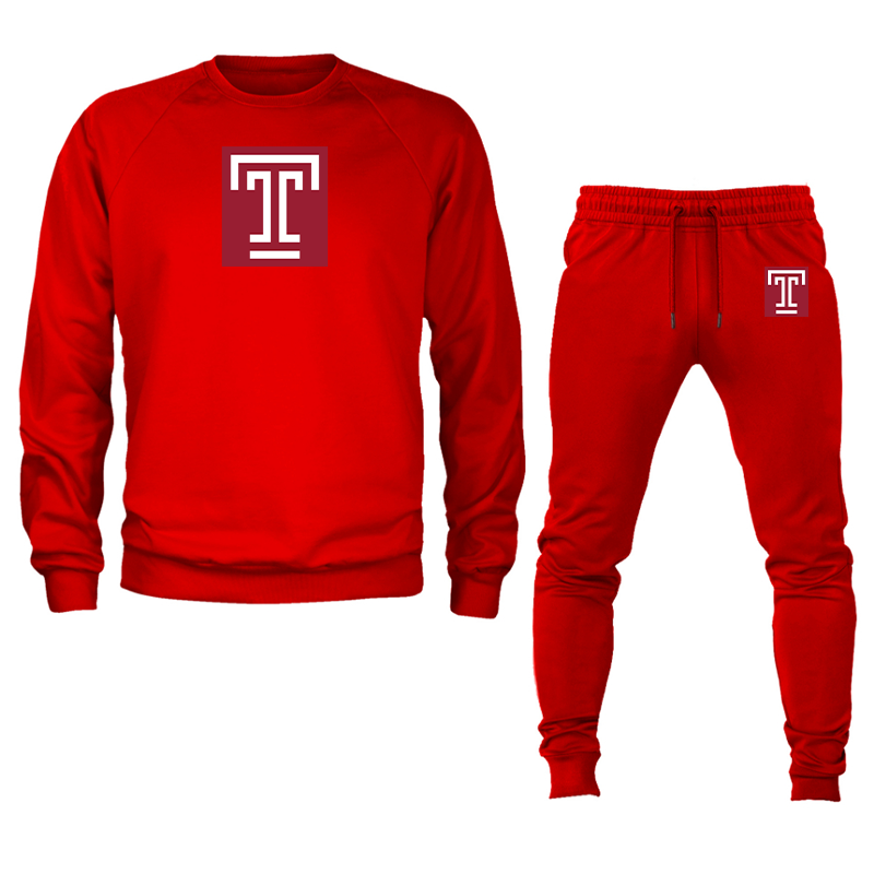 Men's Temple Owls Crewneck Sweatshirt Joggers Suit