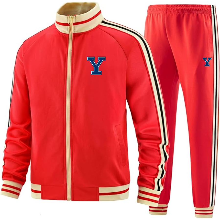 Men's Yale Bulldogs Tracksuit with Bold Striped Accents and Zippered Front