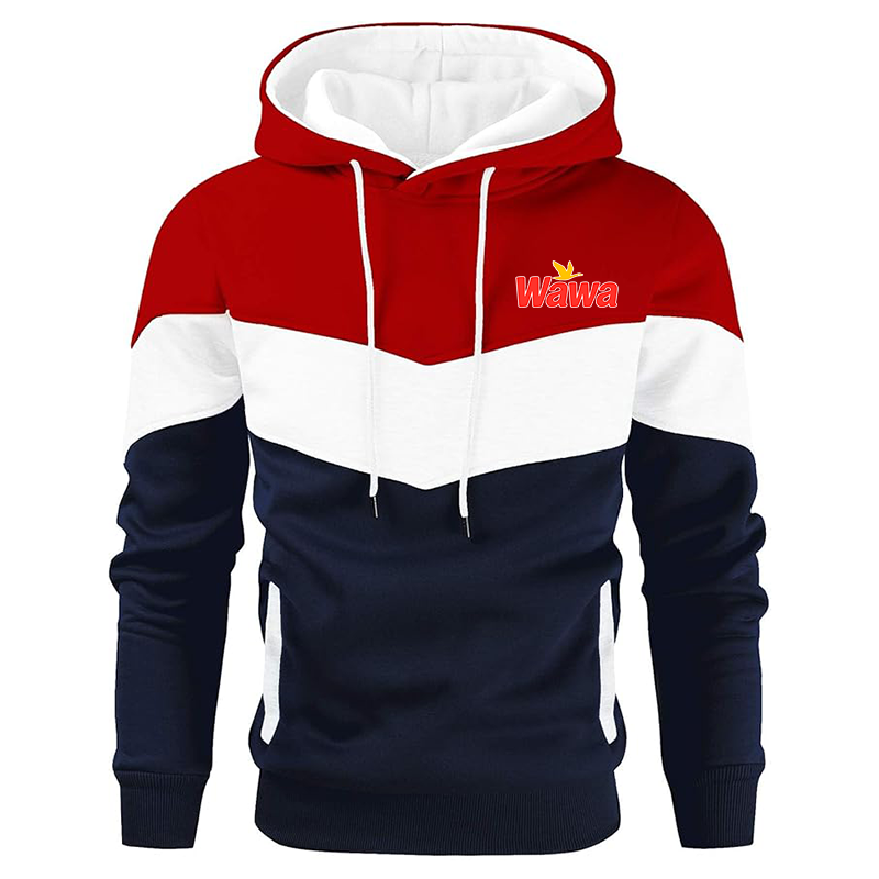 Men's Wawa Gas Station  Gesean  Novelty Color Block Pullover Fleece Hoodie Long Sleeve Casual