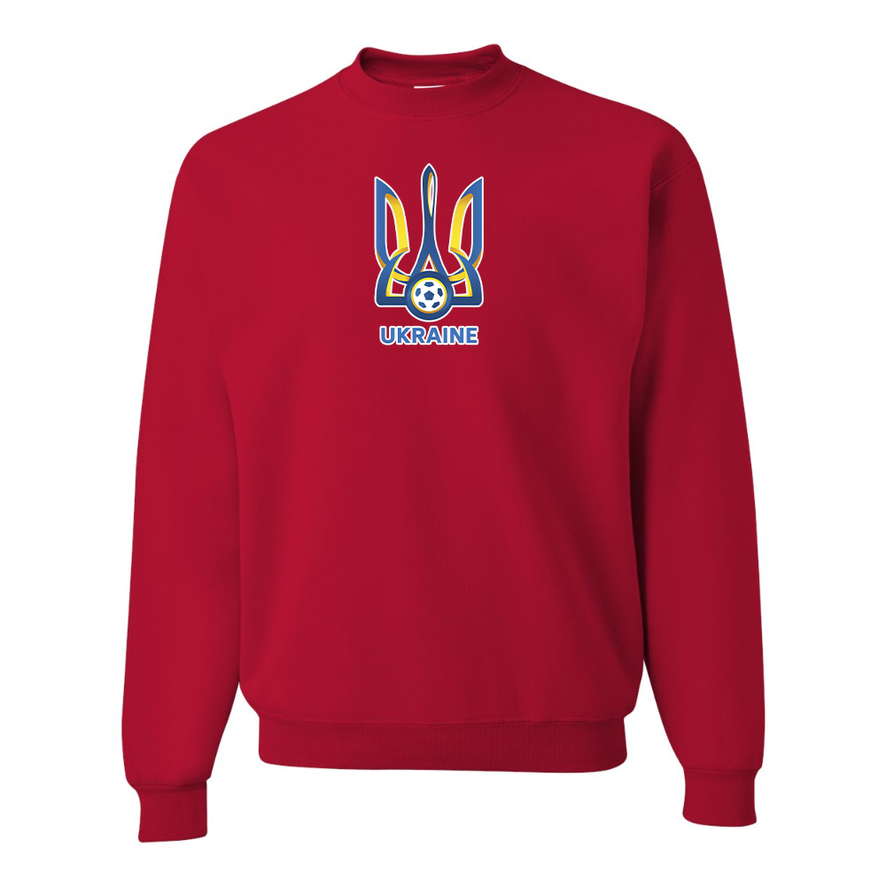 Men's Ukraine National Football Soccer Team  JERZEES NuBlend Crewneck Sweatshirt