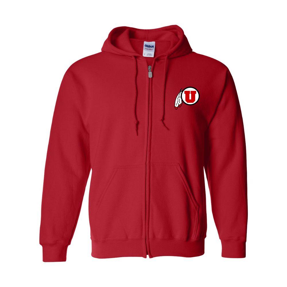 Men's  Utah Utes Gildan  Heavy Blend Full Zip Hooded Sweatshirt