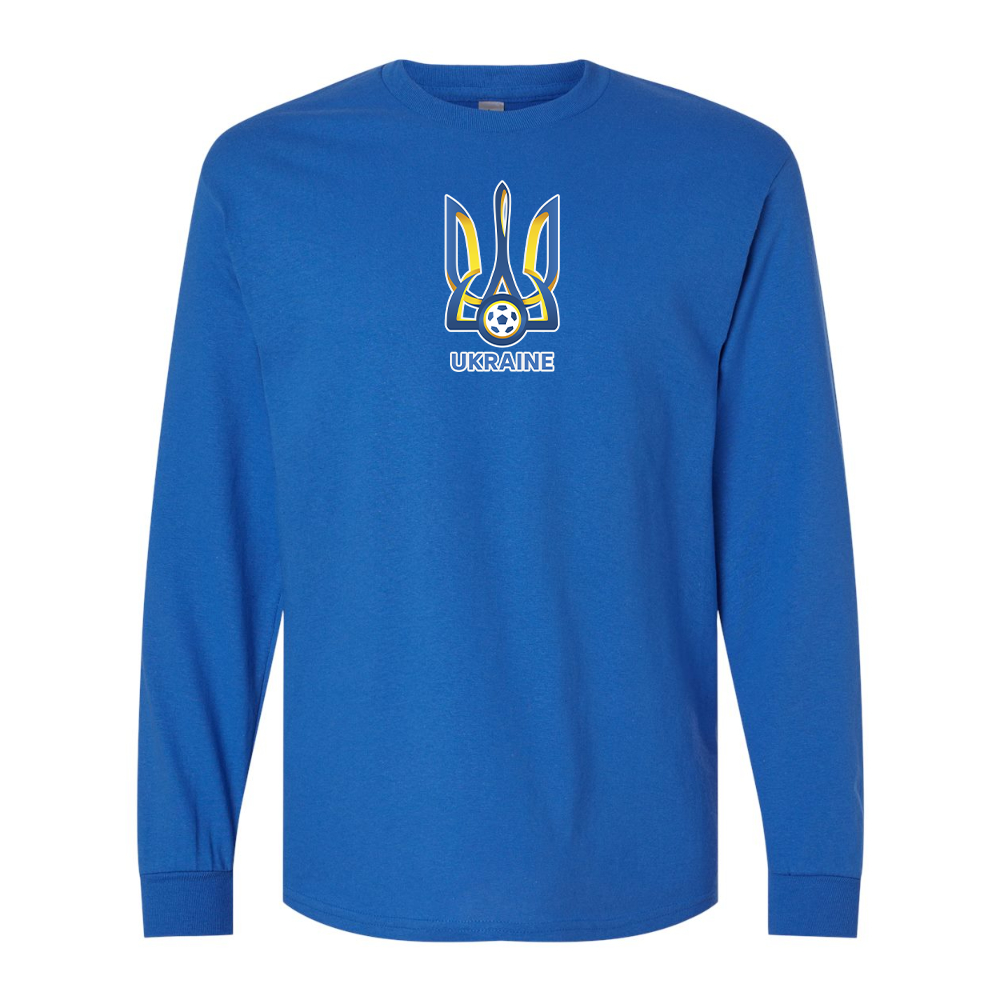 Men'sUkraine National Football Soccer Team Gildan Heavy Cotton Long Sleeve T-Shirt