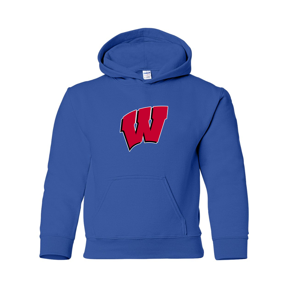 Youth Wisconsin Badgers Gildan Heavy Blend  Hooded Sweatshirt