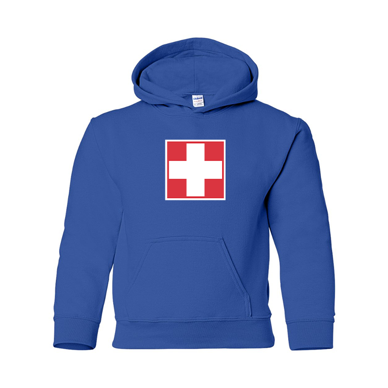Youth Switzerland National Football Soccer Team  Gildan Heavy Blend  Hooded Sweatshirt