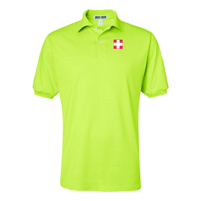 Men's  Switzerland National Football Soccer Team JERZEES  SpotShield polo