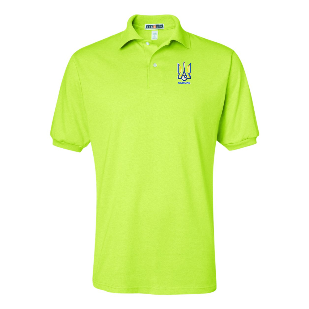 Men's Ukraine National Football Soccer Team JERZEES  SpotShield polo