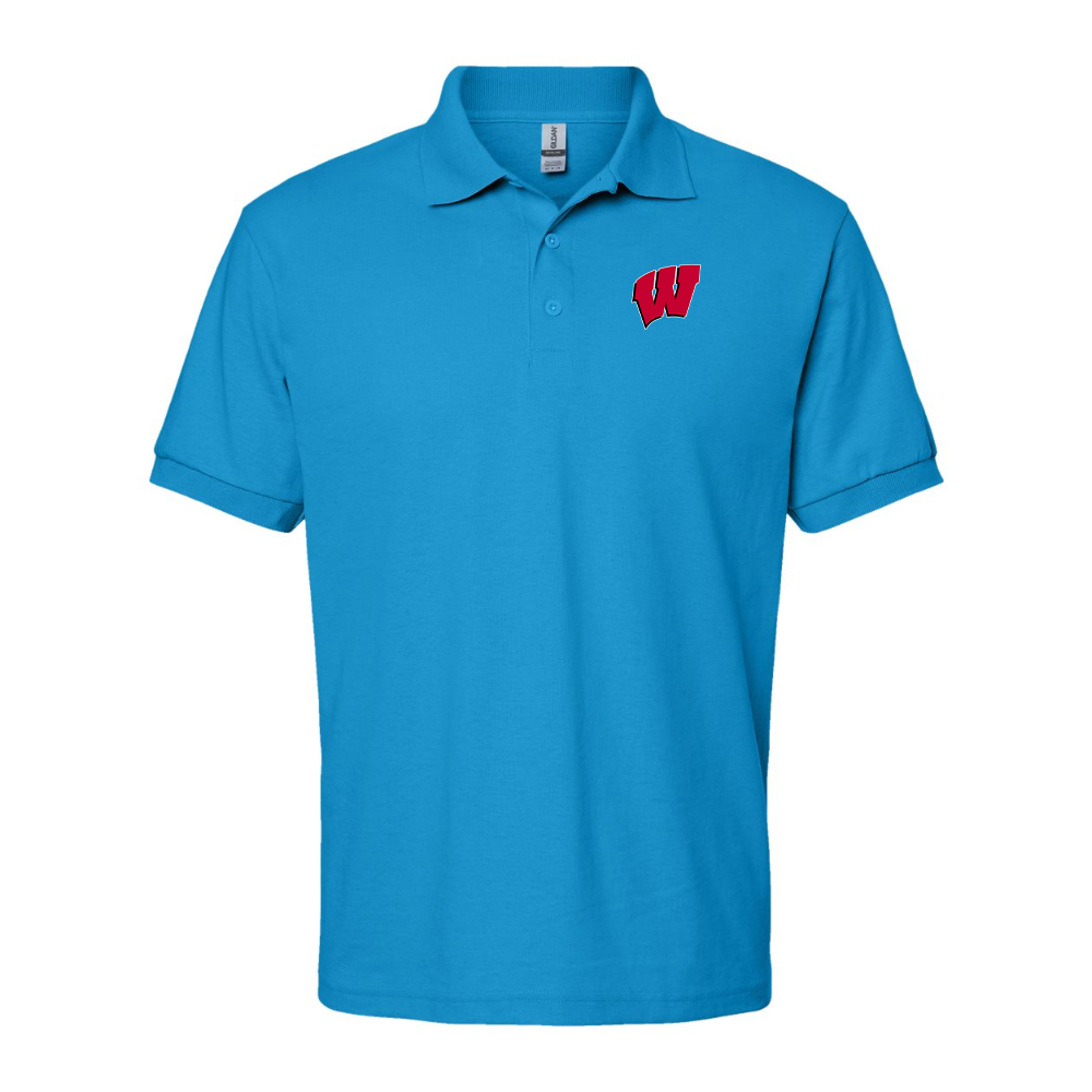 Men's Wisconsin Badgers Gildan Dry Blend Jersey Polo