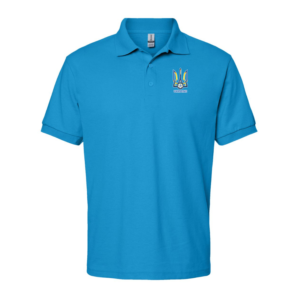 Men's Ukraine National Football Soccer Team Gildan Dry Blend Jersey Polo