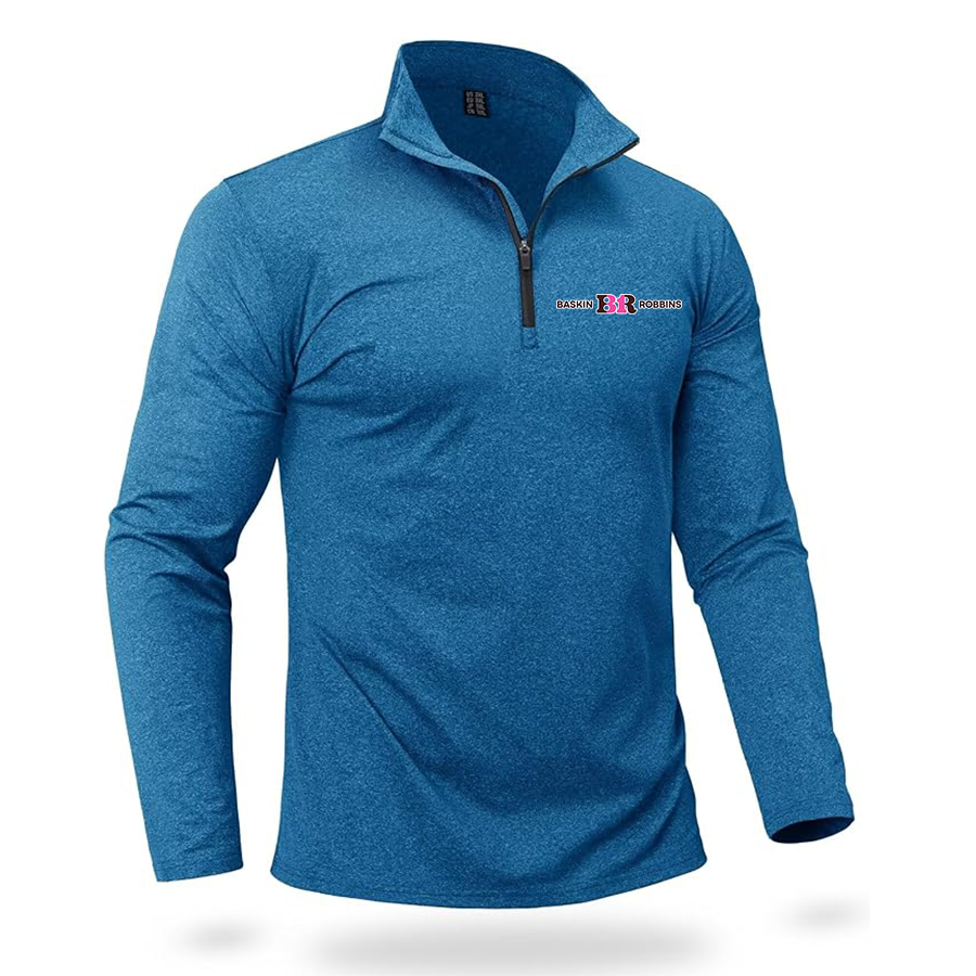 Men's Baskin-Rоbbins Boladeci Men_s Quarter Zip Pullover Premium Fleece Lined Heather Long Sleeve Golf Shirts Midweight 1_4 Half Zip Sweatshirts