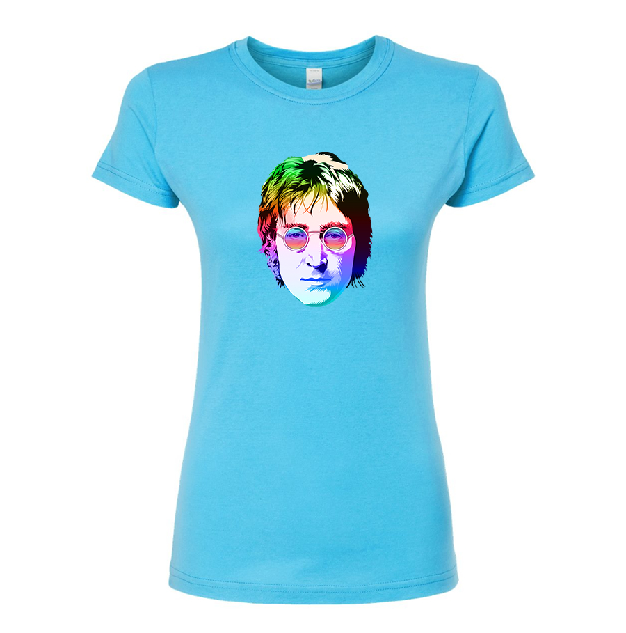 Women’s John Lennon Face Art Music Round Neck T-Shirt