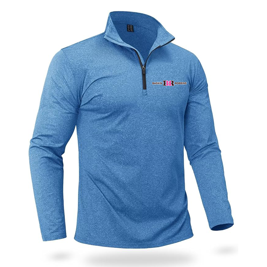 Men's Baskin-Rоbbins Boladeci Men_s Quarter Zip Pullover Premium Fleece Lined Heather Long Sleeve Golf Shirts Midweight 1_4 Half Zip Sweatshirts