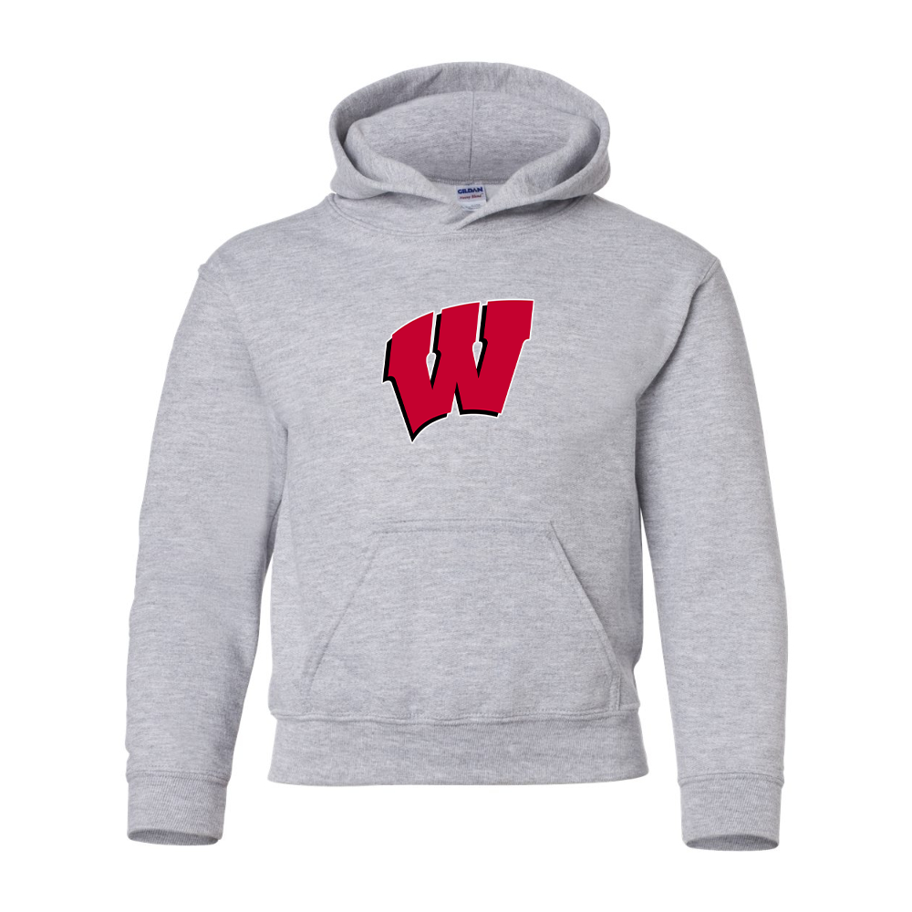 Youth Wisconsin Badgers Gildan Heavy Blend  Hooded Sweatshirt