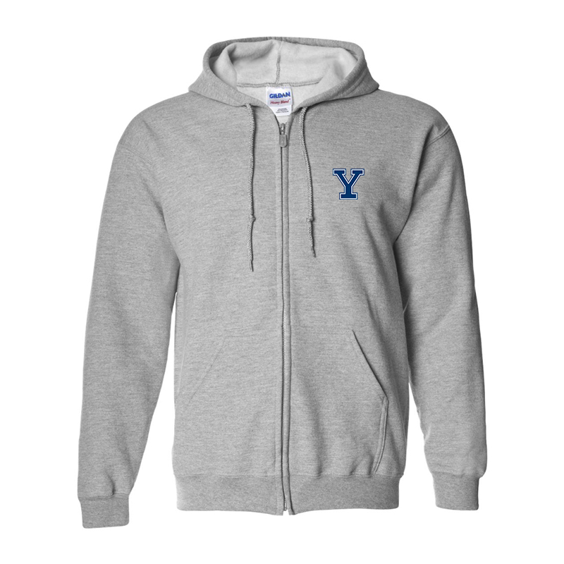 Men's Yale Bulldogs Gildan  Heavy Blend Full Zip Hooded Sweatshirt