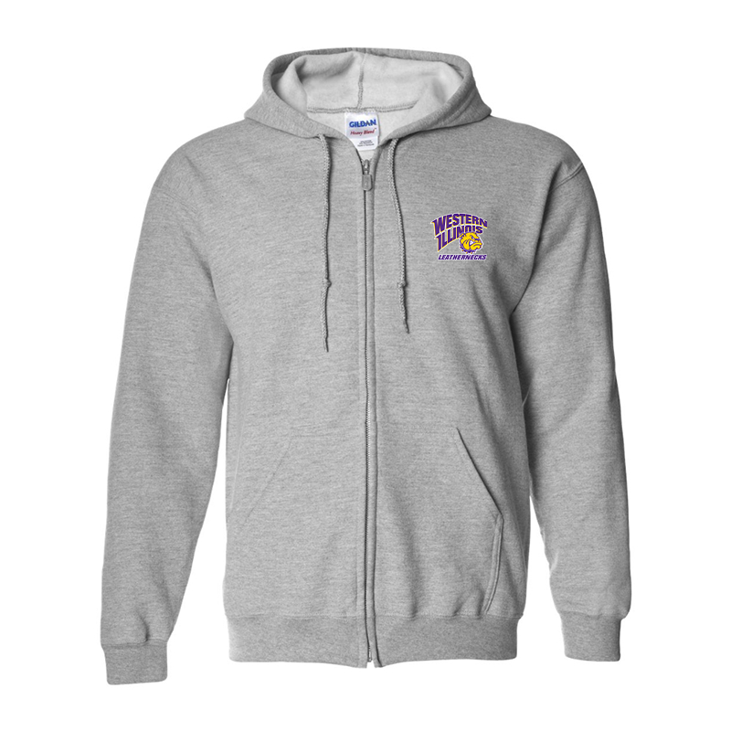 Men's Western Illinois Leathernecks Gildan  Heavy Blend Full Zip Hooded Sweatshirt