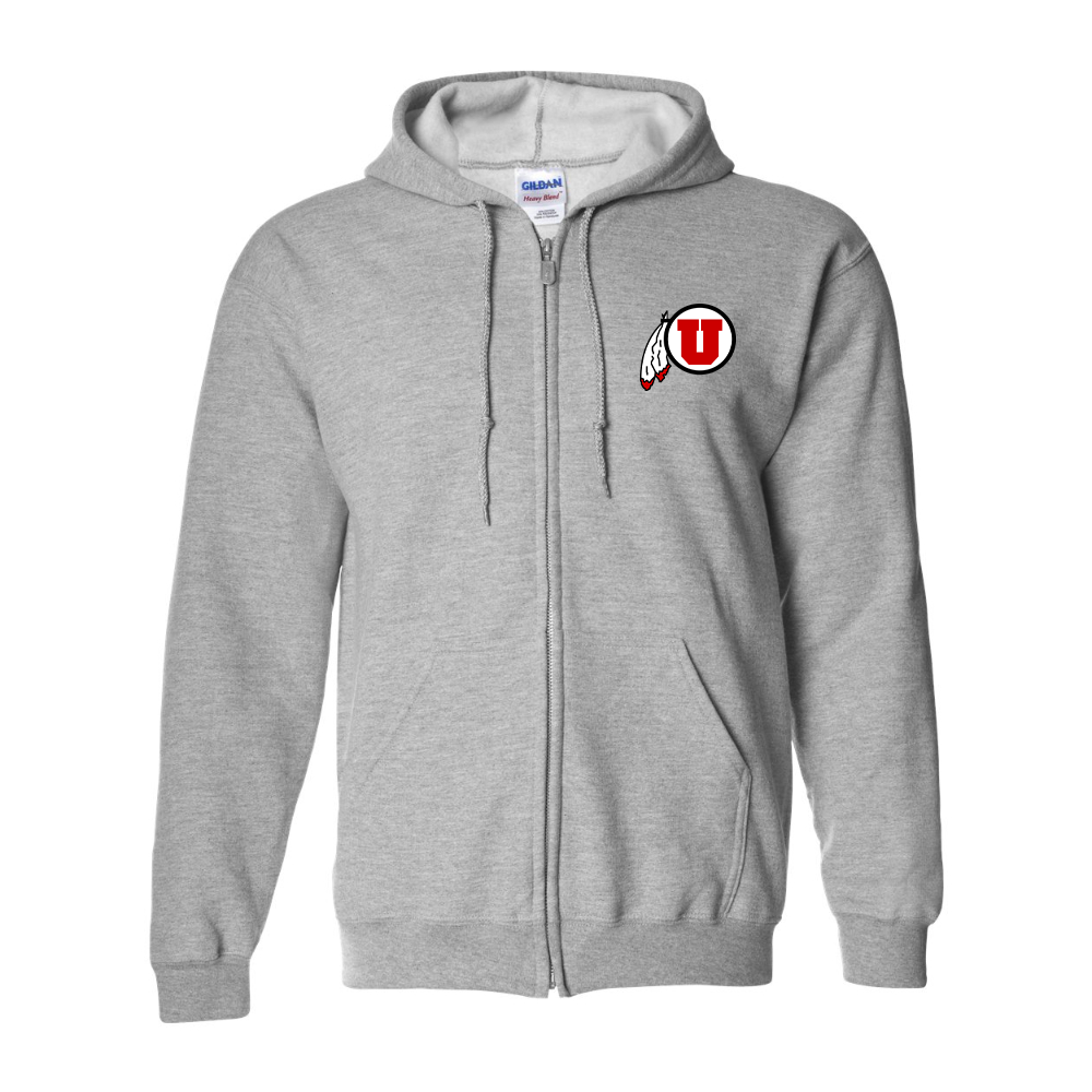 Men's  Utah Utes Gildan  Heavy Blend Full Zip Hooded Sweatshirt