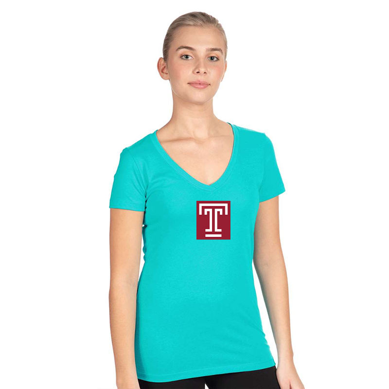 Women's Temple Owls  Next Level V-Neck T-Shirt