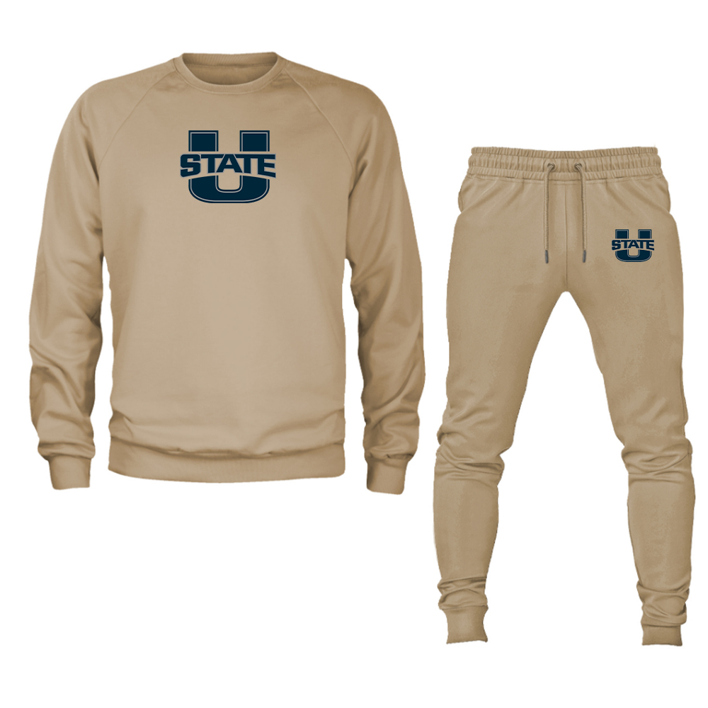 Men's Utah State Aggies Crewneck Sweatshirt Joggers Suit