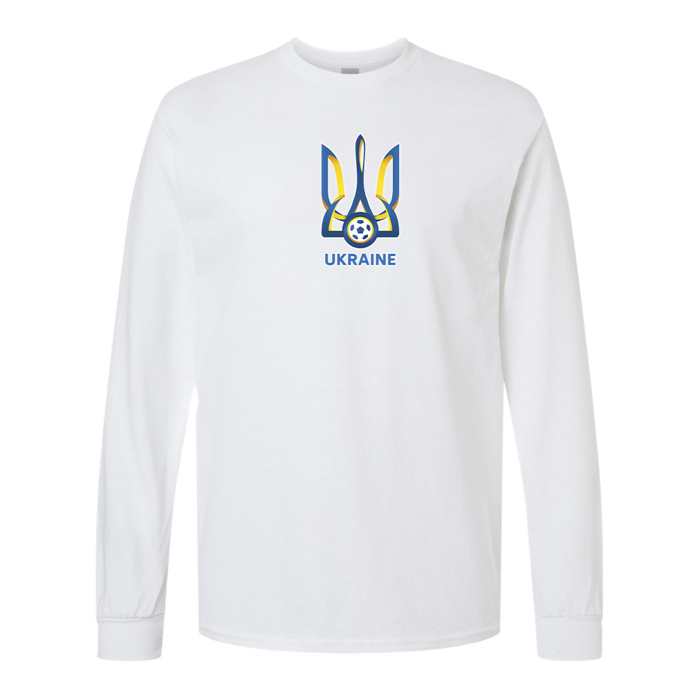 Men'sUkraine National Football Soccer Team Gildan Heavy Cotton Long Sleeve T-Shirt