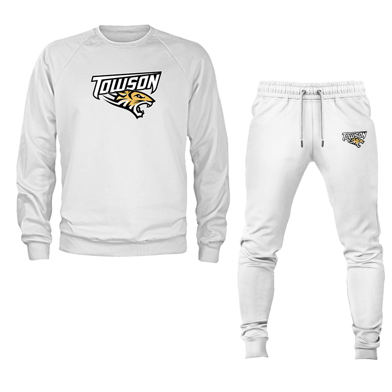 Men's Towson Tigers Crewneck Sweatshirt Joggers Suit
