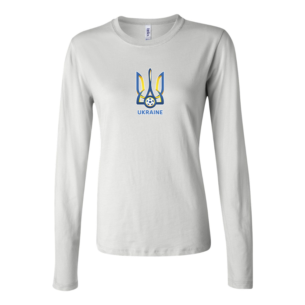 BELLA CANVAS Women’s Ukraine National Football Soccer Team Jersey Long Sleeve Tee