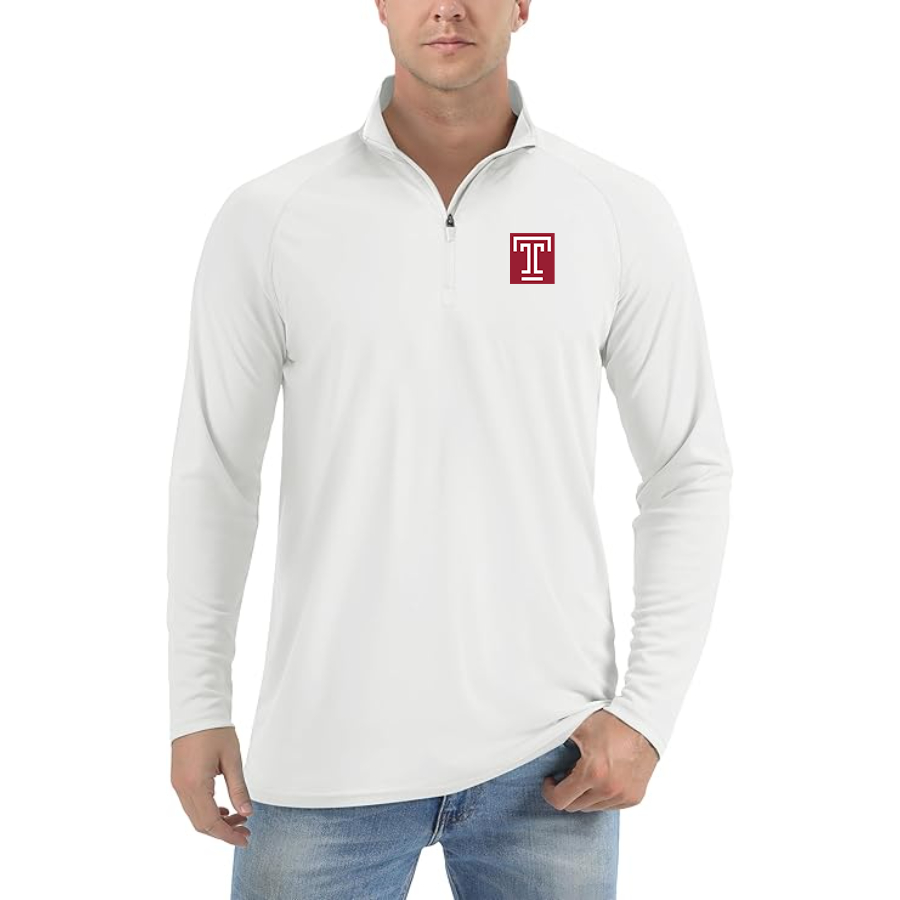 Men's Temple Owls Lightweight Quarter-Zip Athletic Shirt Long Sleeve Performance