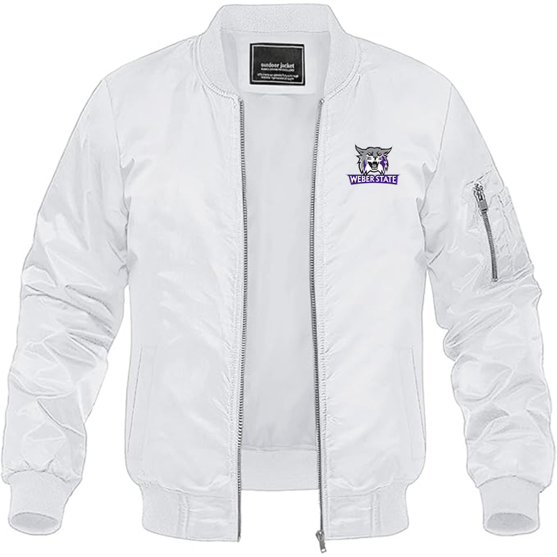 Men's Weber State Wildcats Lightweight Bomber Jacket Windbreaker Softshell Varsity Jacket Coat