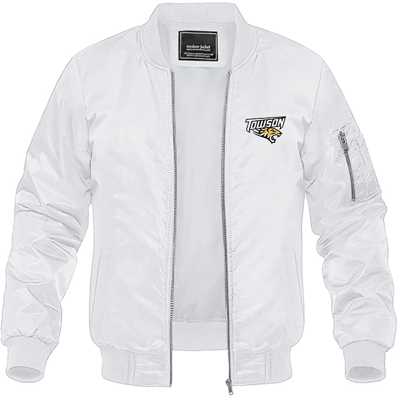 Men's Towson Tigers Lightweight Bomber Jacket Windbreaker Softshell Varsity Jacket Coat