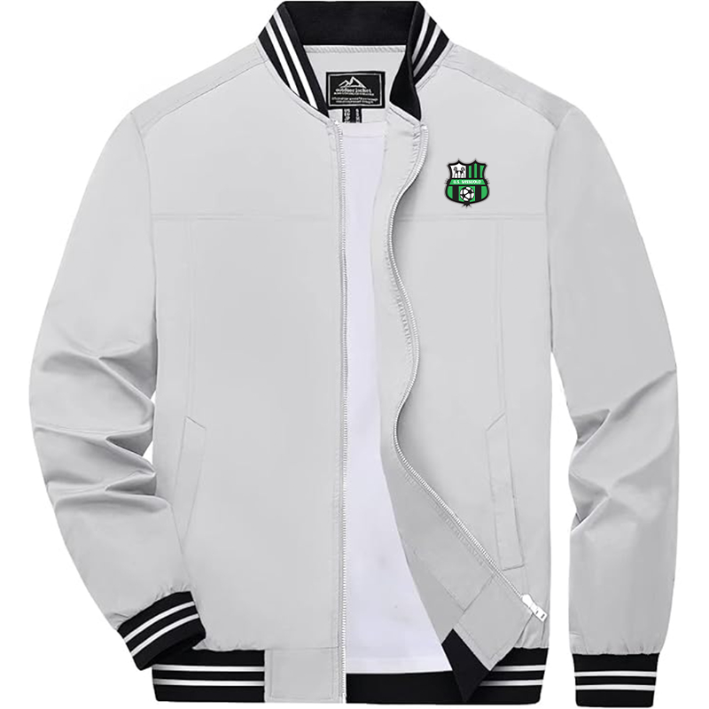 Men's U.S. Sassuolo Soccer Zip-Up Bomber Jacket Ribbed Collar and Cuffs Outerwear