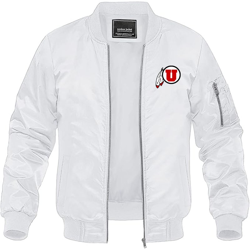 Men's  Utah Utes Lightweight Bomber Jacket Windbreaker Softshell Varsity Jacket Coat