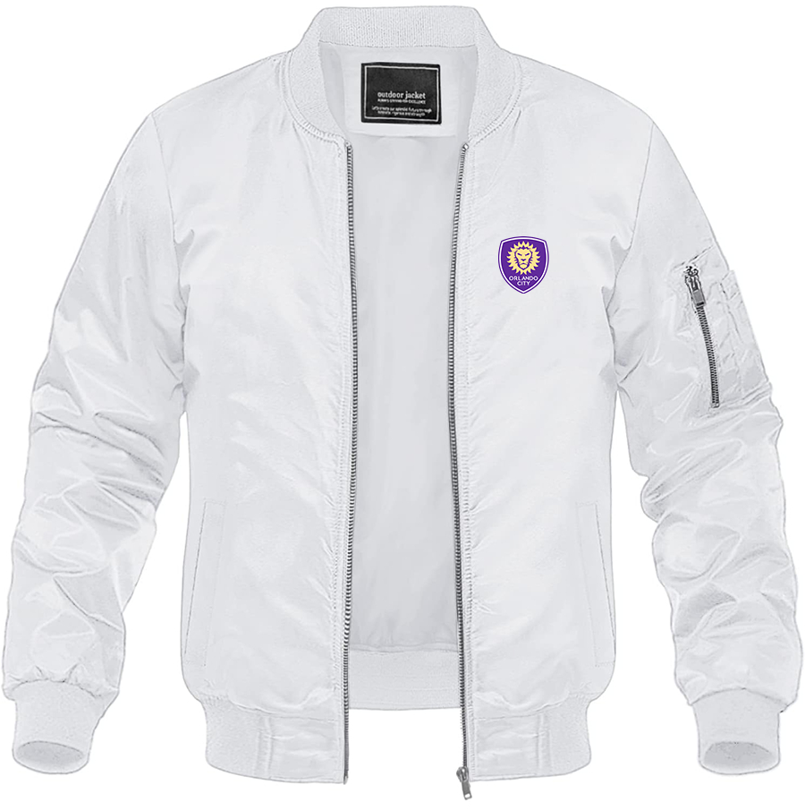 Men's Orlando City Soccer  Lightweight Bomber Jacket Windbreaker Softshell Varsity Jacket Coat