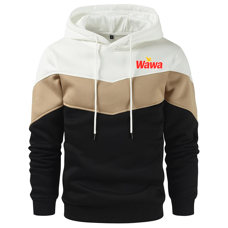 Men's Wawa Gas Station  Gesean  Novelty Color Block Pullover Fleece Hoodie Long Sleeve Casual