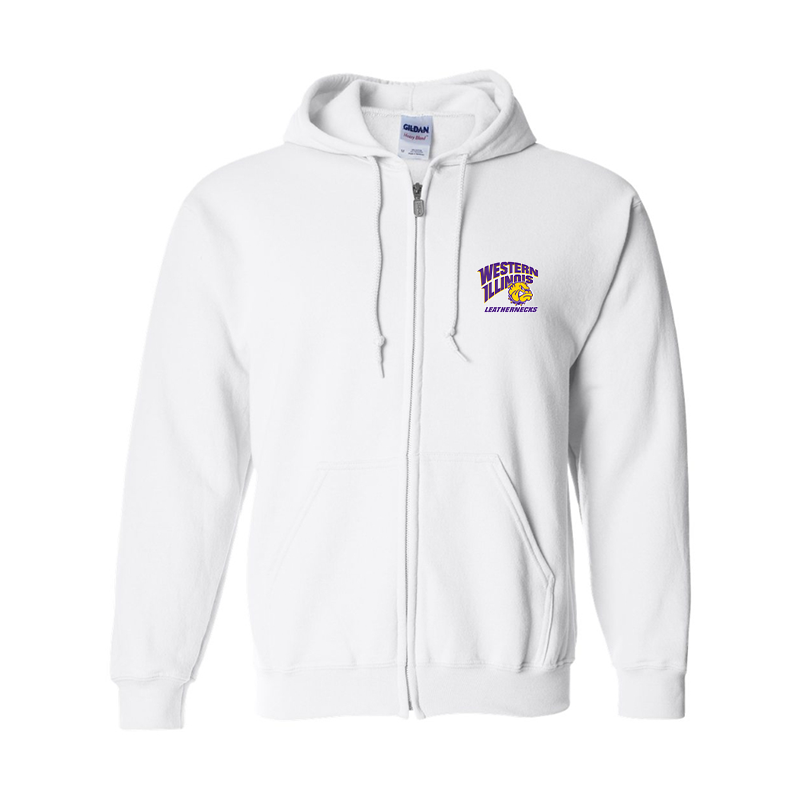 Men's Western Illinois Leathernecks Gildan  Heavy Blend Full Zip Hooded Sweatshirt
