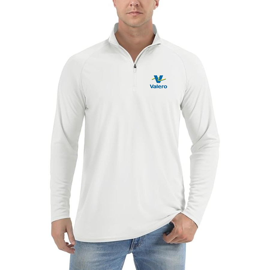 Men's Valero Gas Station Lightweight Quarter-Zip Athletic Shirt Long Sleeve Performance