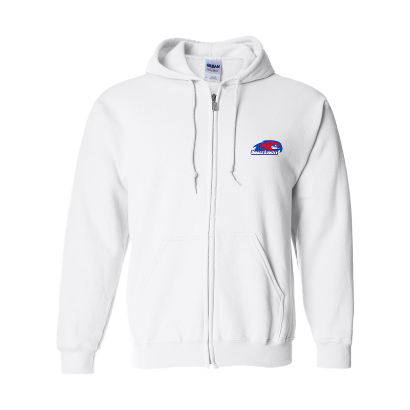 Men's  UMass Lowell River Hawks Gildan  Heavy Blend Full Zip Hooded Sweatshirt