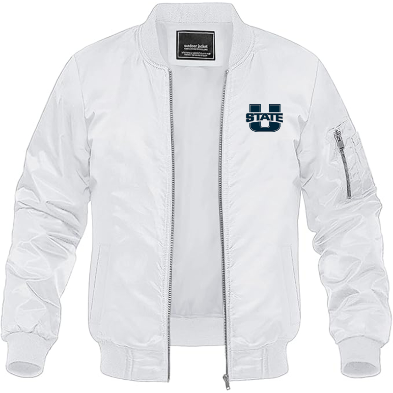 Men's Utah State Aggies  Lightweight Bomber Jacket Windbreaker Softshell Varsity Jacket Coat