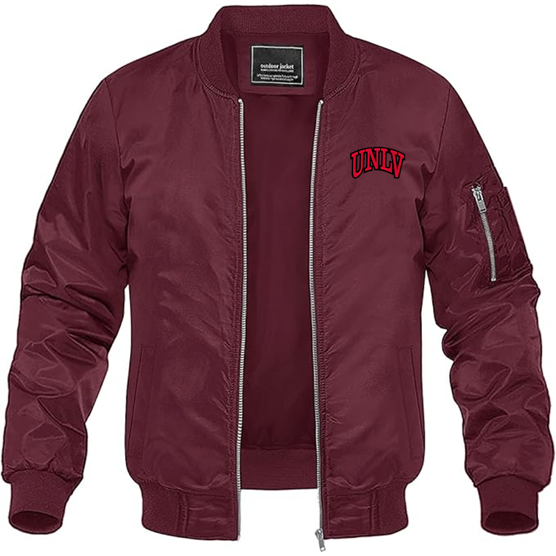 Men's UNLV Rebels Lightweight Bomber Jacket Windbreaker Softshell Varsity Jacket Coat
