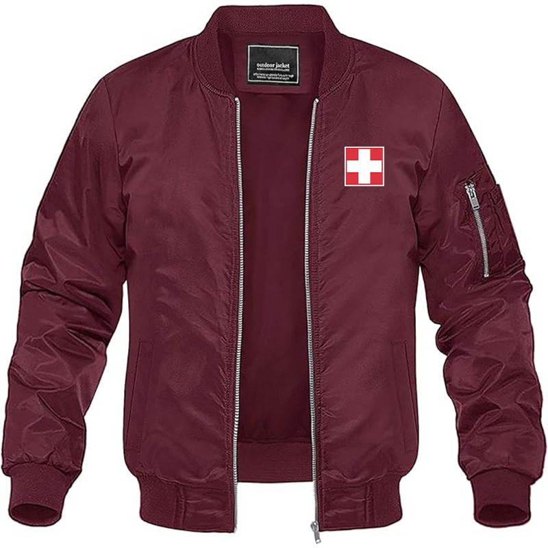 Men's  Switzerland National Football Soccer Team  Lightweight Bomber Jacket Windbreaker Softshell Varsity Jacket Coat