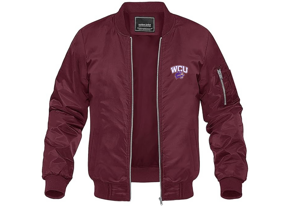 Men's Western Carolina Catamounts Lightweight Bomber Jacket Windbreaker Softshell Varsity Jacket Coat