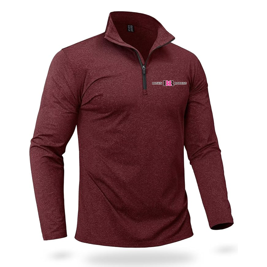 Men's Baskin-Rоbbins Boladeci Men_s Quarter Zip Pullover Premium Fleece Lined Heather Long Sleeve Golf Shirts Midweight 1_4 Half Zip Sweatshirts