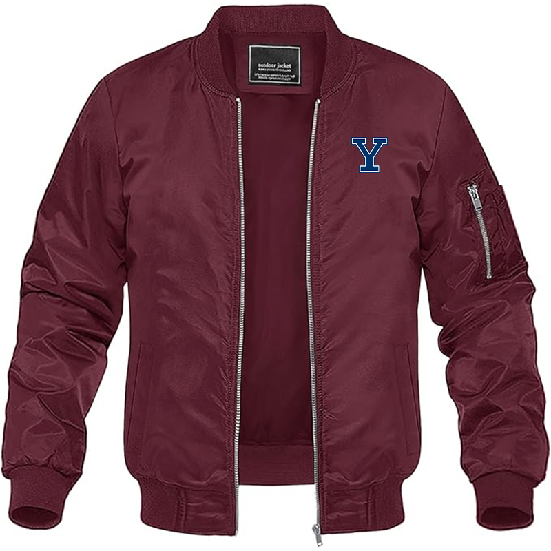 Men's Yale Bulldogs Lightweight Bomber Jacket Windbreaker Softshell Varsity Jacket Coat