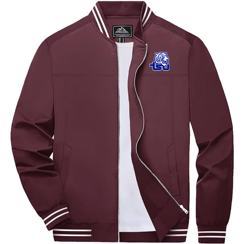 Men's  Tennessee State Tigers Zip-Up Bomber Jacket Ribbed Collar and Cuffs Outerwear