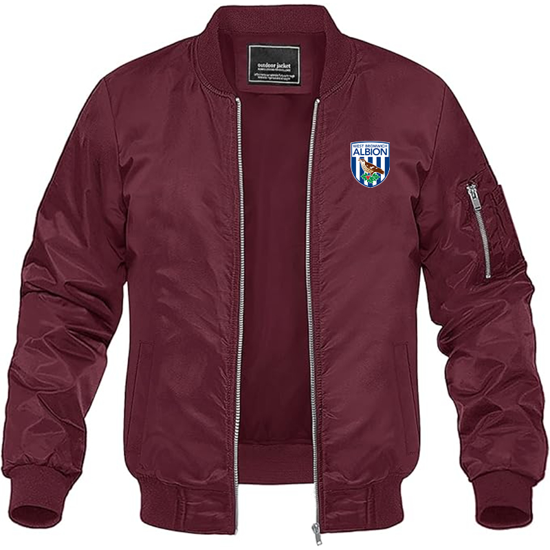 Men's West Bromwich Albion Soccer Lightweight Bomber Jacket Windbreaker Softshell Varsity Jacket Coat