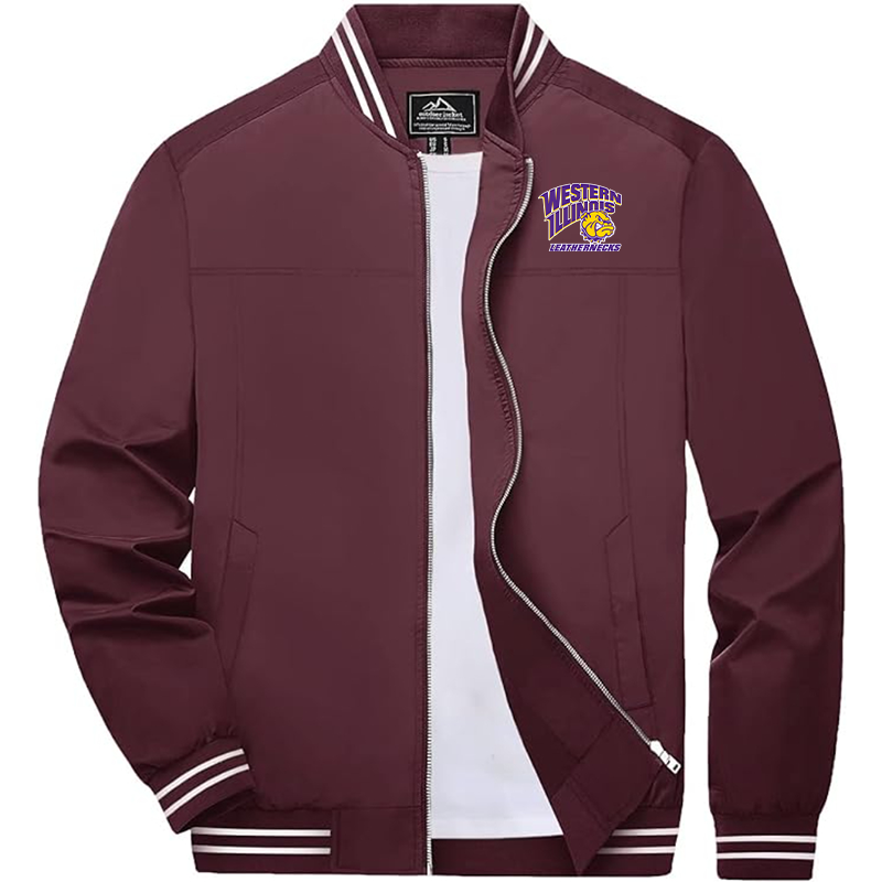 Men's Western Illinois Leathernecks Lightweight Zip-Up Bomber Jacket  Ribbed Collar and Cuffs Outerwear Western Carolina Catamounts