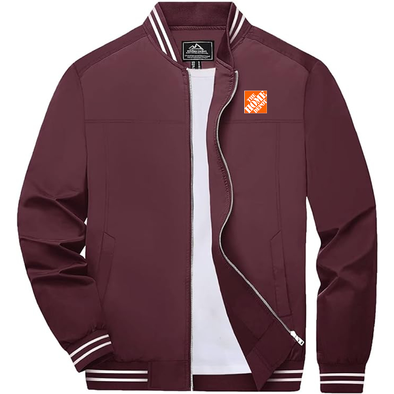 Men's  The Home Depot Zip-Up Bomber Jacket Ribbed Collar and Cuffs Outerwear
