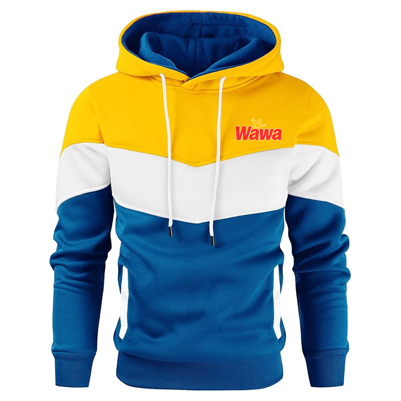 Men's Wawa Gas Station  Gesean  Novelty Color Block Pullover Fleece Hoodie Long Sleeve Casual