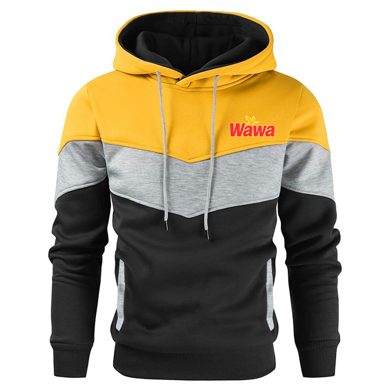 Men's Wawa Gas Station  Gesean  Novelty Color Block Pullover Fleece Hoodie Long Sleeve Casual