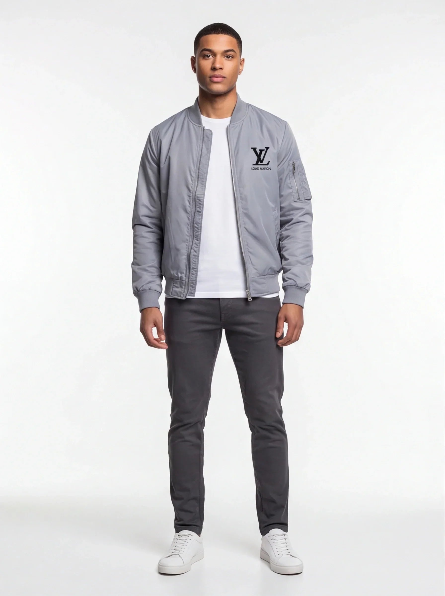 Men's Louis Vuitton Lightweight Bomber Jacket Windbreaker Softshell Varsity Jacket Coat
