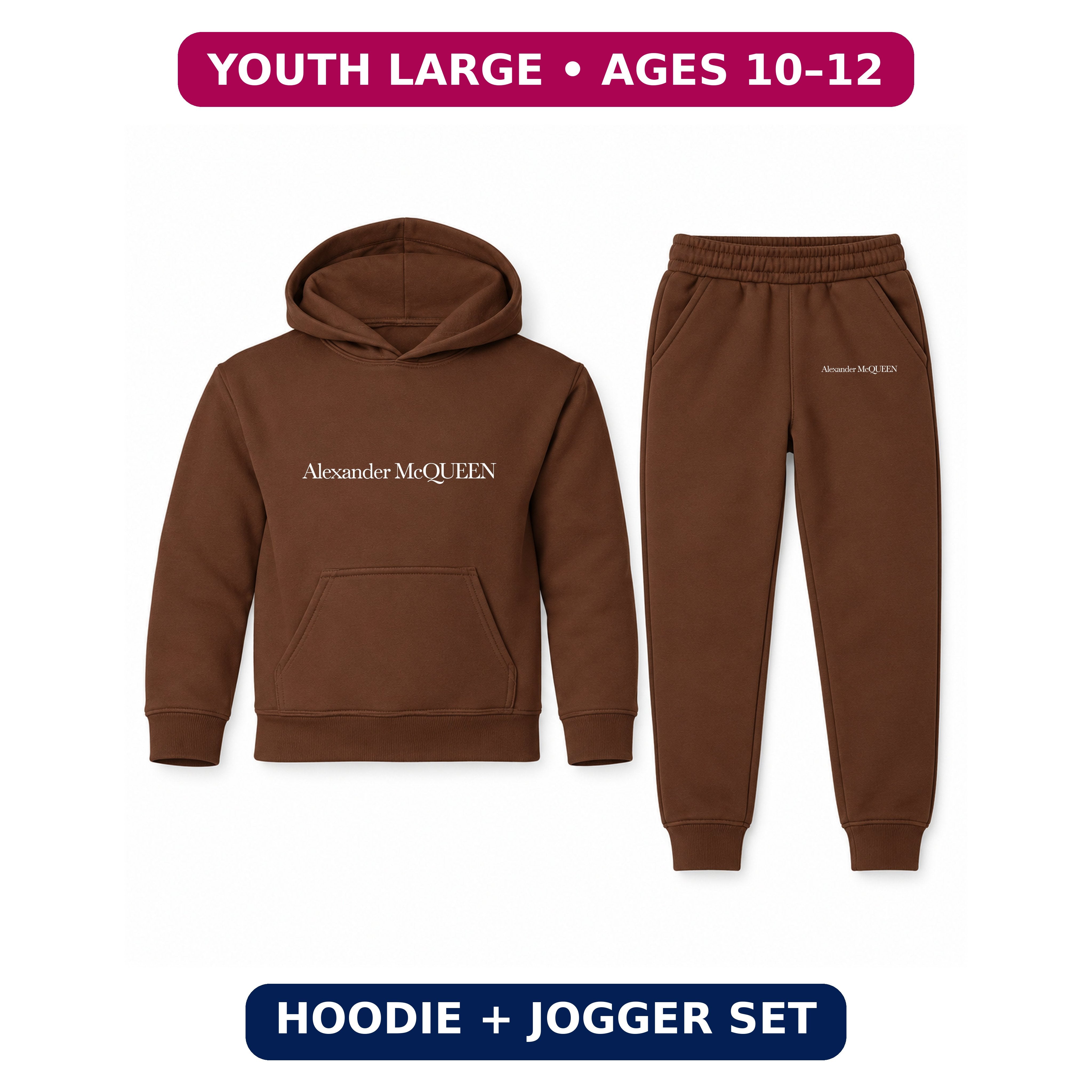 Alexander McQueen Youth Hoodie Jogger Set | brown | Youth Large, ages 10–12