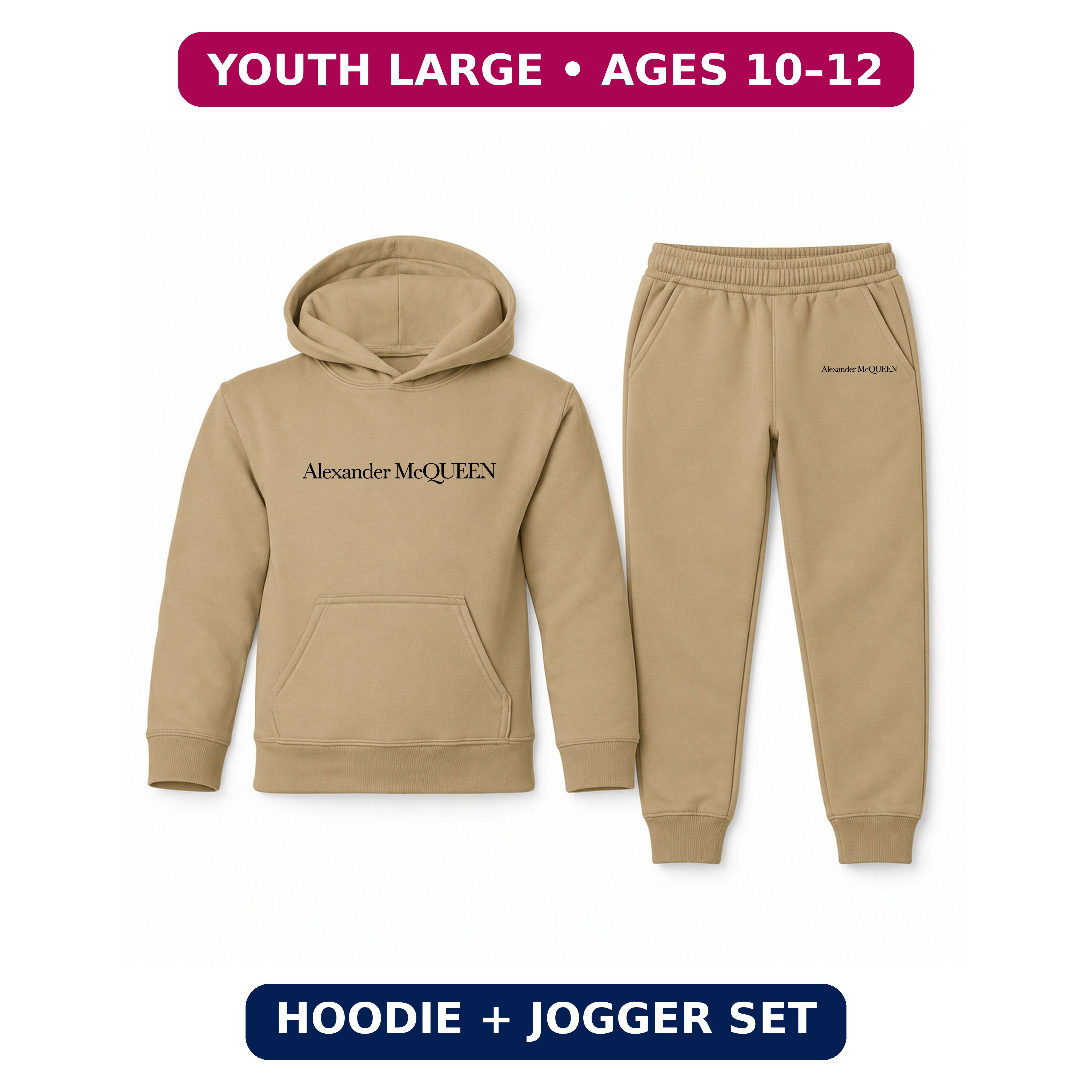 Alexander McQueen Youth Hoodie Jogger Set | khaki | Youth Large, ages 10–12