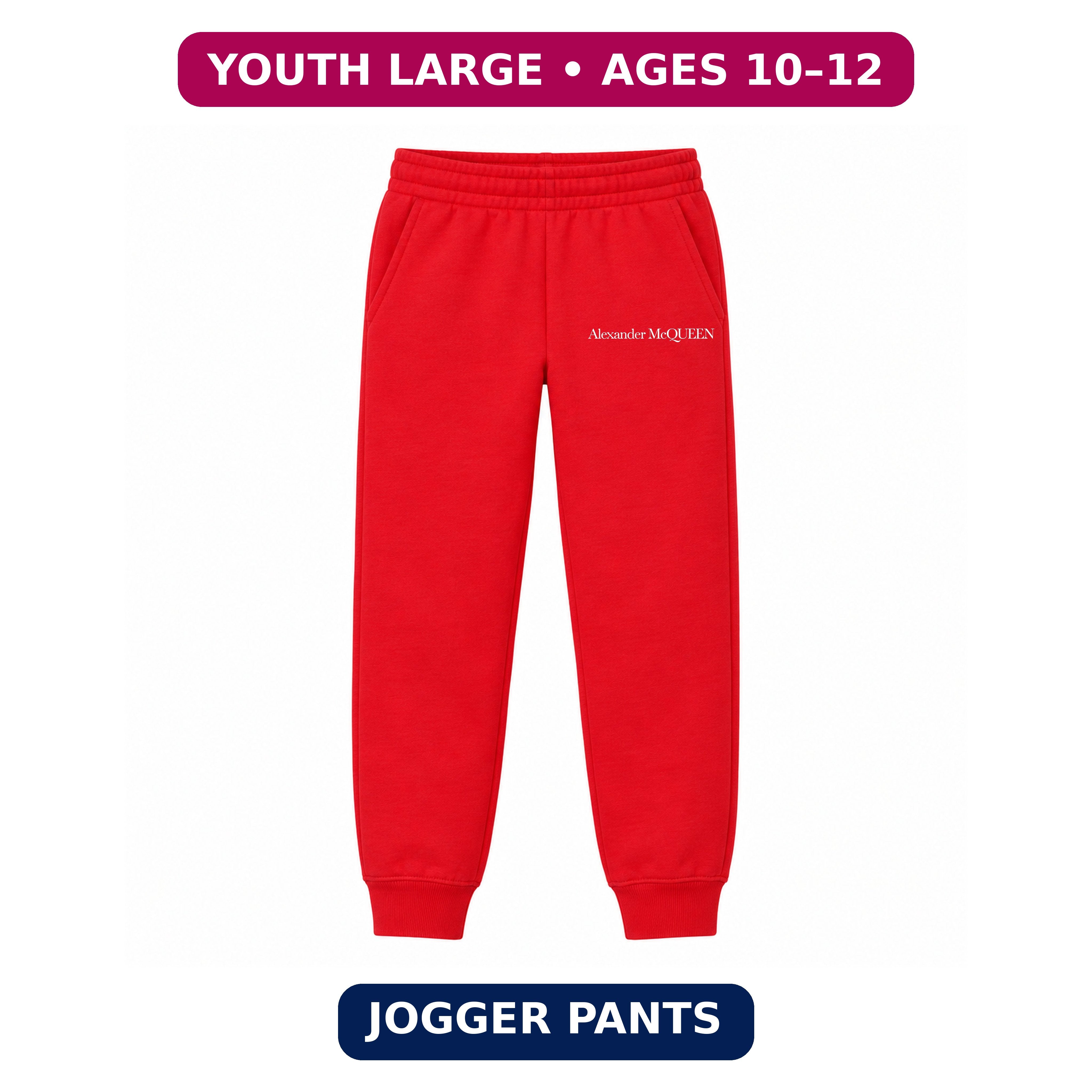 Alexander McQueen Youth Jogger Sweatpants | Red | Youth Large, ages 10–12